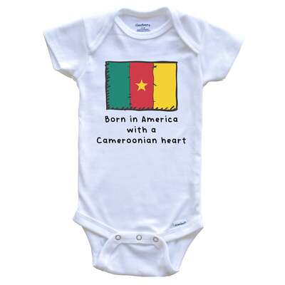 Born In America With A Cameroonian Heart Cute Cameroon Flag Baby Bodysuit
