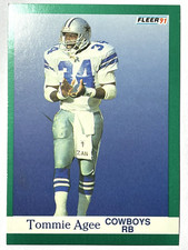 TOMMIE AGEE Dallas Cowboys, Chiefs, Seahawks 1991 Fleer Football Card #227