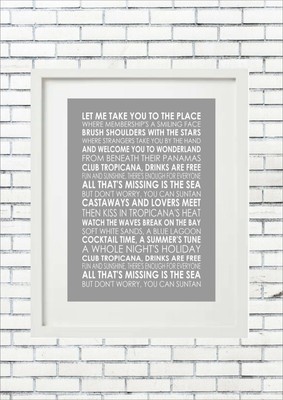 Club Tropicana Wham Typography Words Song Lyric Lyrics Ebay