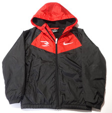 Nike 3 Brand Black Hooded Full Zip Windbreaker Jacket Boys Size S 8-10 Spot