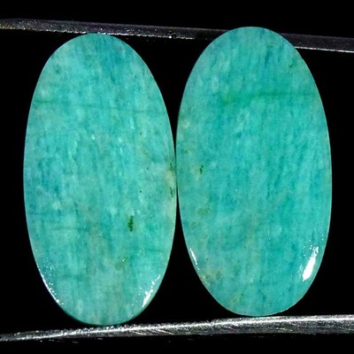 14.20Cts Natural Amazonite Cabochon Loose Gemstone Pair  11x21x3mm Oval