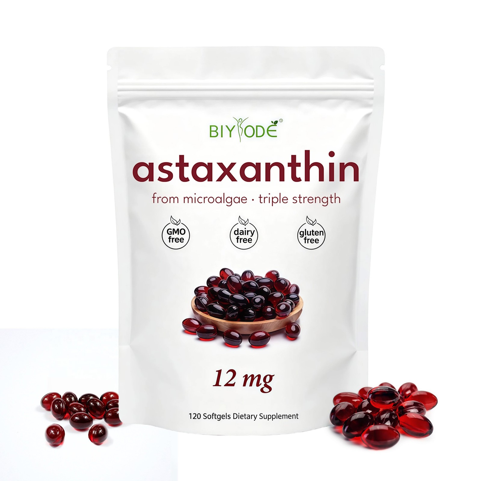 Astaxanthin 120 Softgels 12mg - Supports Eye Health and Joint Health US