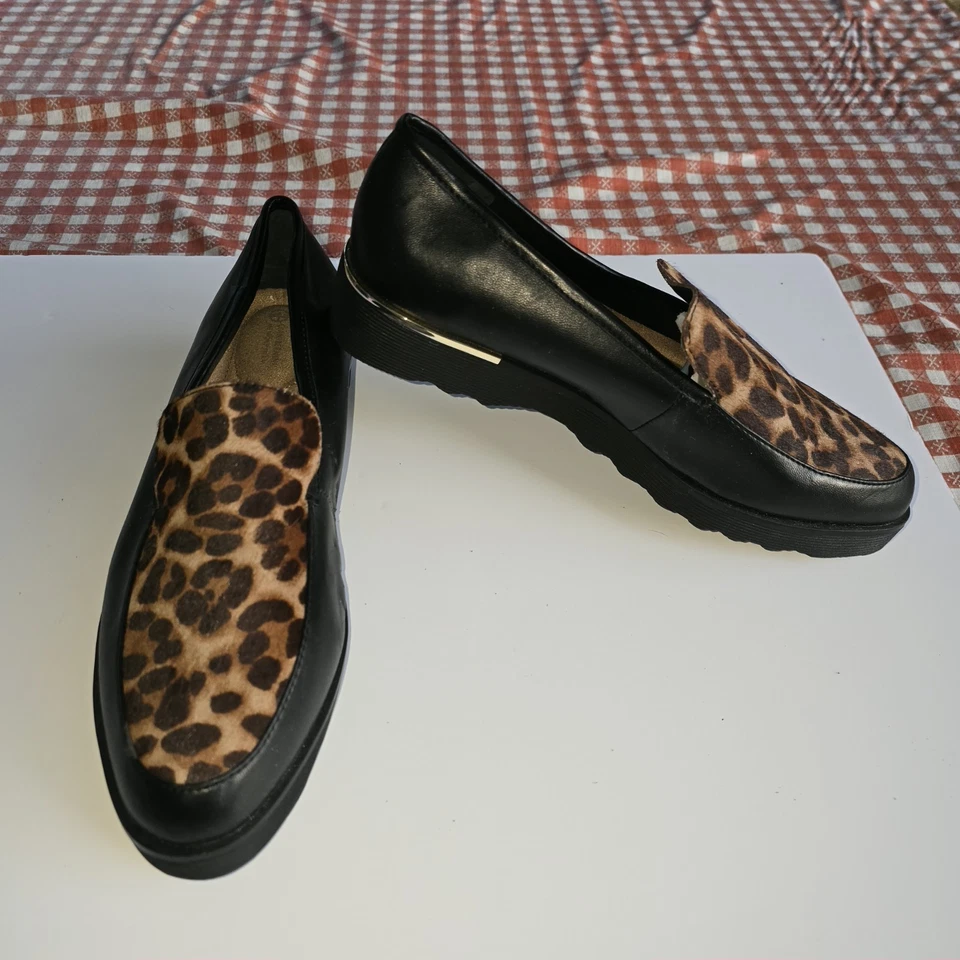 Mocasines para mujer talla 9M Giani Bernini Garreth de piel de becerro con estampado animal Foto 3 de 4