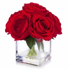 Enova Home 7 Stems Large Artificial Silk Roses Fake Flowers