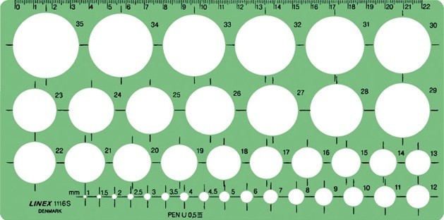 Linex 1116S Circle Template, 39 Circles from 1-35 mm