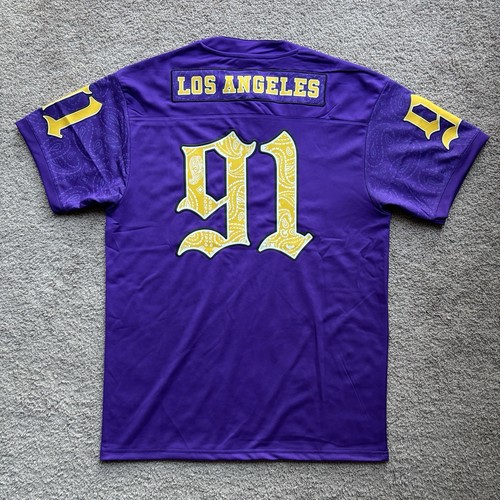 Death Row Records LA #91 Jersey Purple Paisley Men’s Large NWT Football Style - Picture 2 of 9