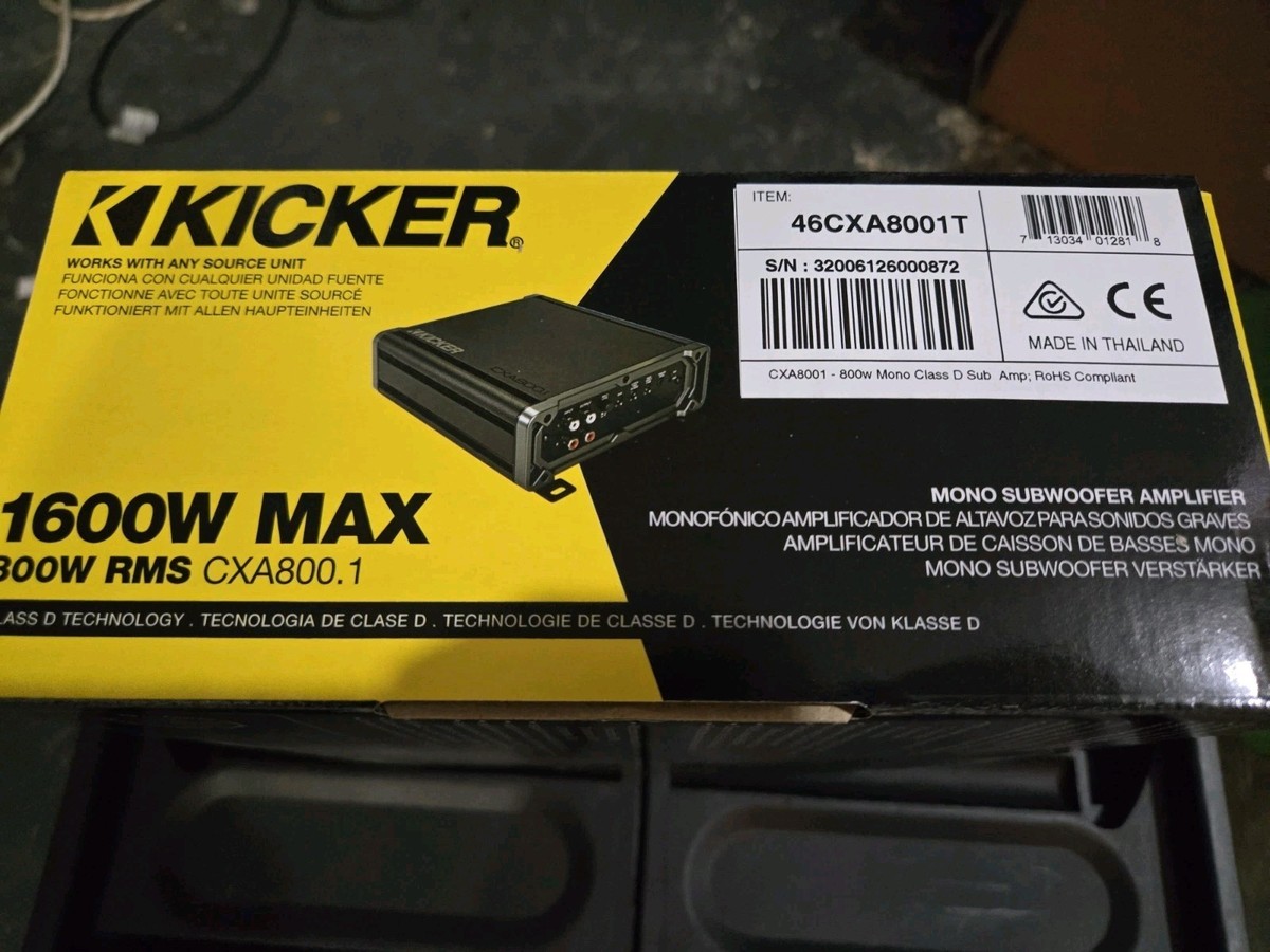 Kicker 46CXA8001 Car Audio Class D Amp Mono 1600W Peak Sub