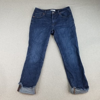 Loft Jeans Women's Sz 10 Blue Wash Curvy Straight Cut Cropped Cuffed Normcore