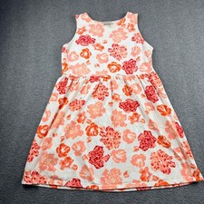 LOFT Floral Sleeveless Women's L Large Empire Waist Knit Dress White Orange Red