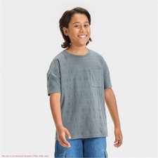 Boys' Short Sleeve Jacquard T-Shirt - Cat Jack Charcoal Gray XS SEE DEAL
