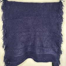 INTERNATIONAL CONCEPTS NEW Infinity Scarf Womens OS Navy Fringe Cable Knit