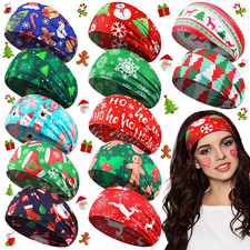 12 Pcs Christmas Stretchy Headbands for Women Christmas Hair Accessories Non Sli