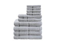 Mainstays 10 Piece Towel Set with Upgraded Softness & Durability, Grey