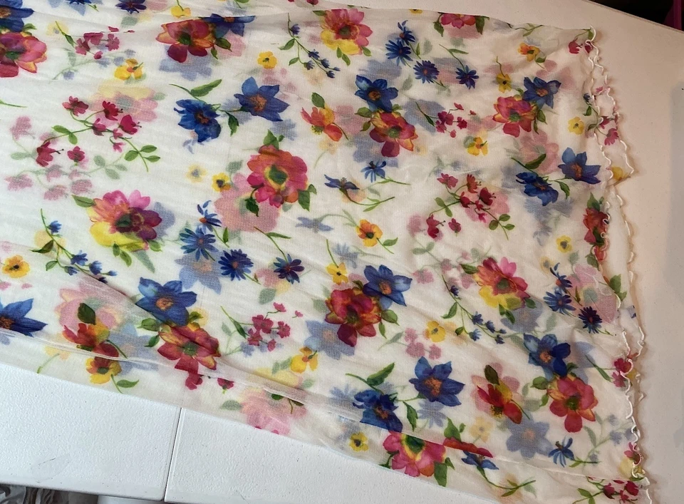 Vintage Newport News Maxi Dress Xl Sheer Mesh Cottage Floral Romantic - Image 4 of 4