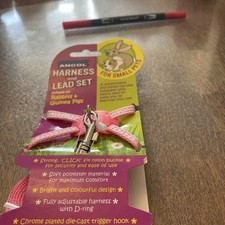 Ancol Harness And Lead Set Suitable For Rabbits & Guinea Pigs 120cm Lead Pink 