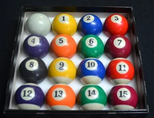 Billiards Pool Balls Used Set Includes 8 Ball and Cue Regulation Size & Weight