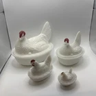 New ListingVTG Westmoreland White Milk Glass Hen on Nest Set Of 4 Mint