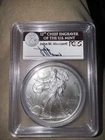 2014 PCGS MS70 SILVER EAGLE FIRST STRIKE SIGNED BY JOHN MERCANTI