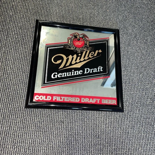 Vintage Miller Genuine Draft "Cold Filtered Draft Beer" Mirror Sign 18” X 18”