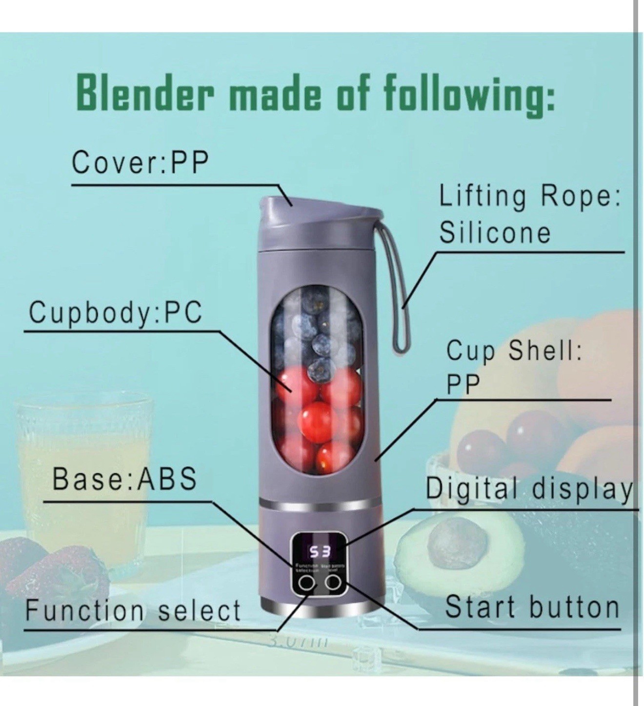 Portable blender,USB-C rechargeable,Personal compact