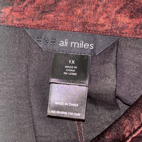 Neu mit Etikett $ 84 Ali Miles Oberteil mit Knopfleiste 1X Bügelkragen 3/4 Slv Shirt rot metallic - Bild 9 von 11