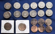 35 Canadian Half Dollars AU MS and Proof like condition 1968-2002