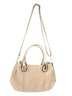 Beige Leather 2Way Shoulder & Hand Bag Ladies AB Condition No Brand