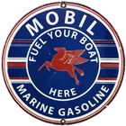 VINTAGE MOBILGAS MARINE PORCELAIN SIGN DEALERSHIP GAS STATION MOBIL MOTOR OIL