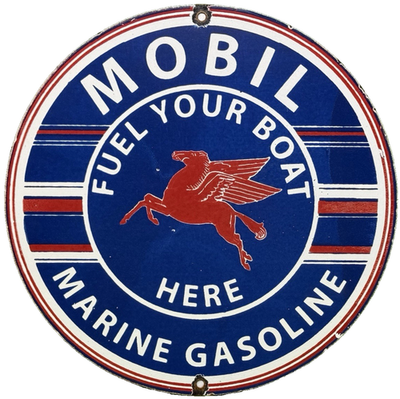 #ad #ad VINTAGE MOBILGAS MARINE PORCELAIN SIGN DEALERSHIP GAS STATION MOBIL MOTOR OIL $117.36