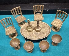 Vintage Handcrafted Brass Miniture Dollhouse Furniture 13 Peices