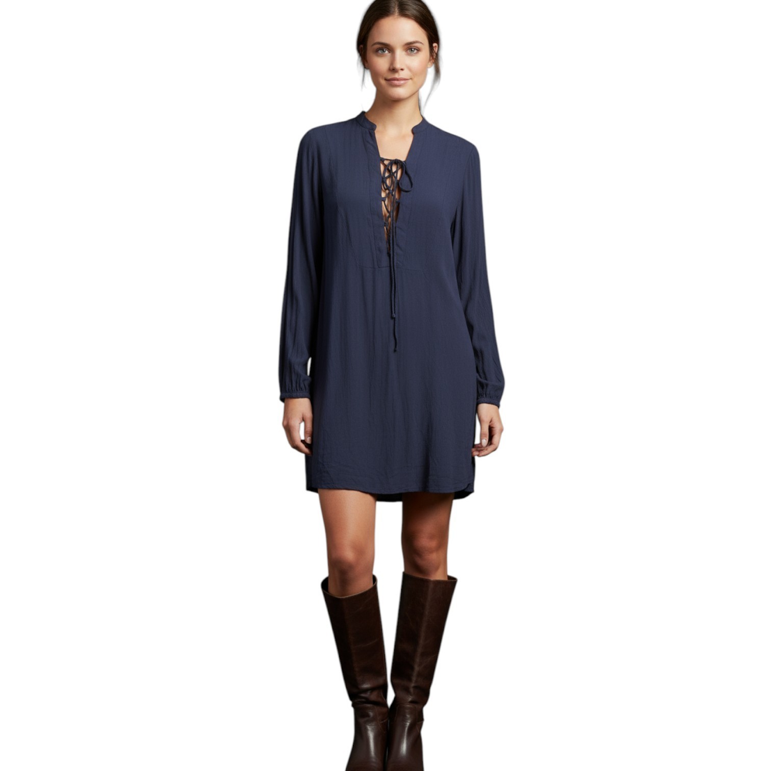 Anthropologie ELAN Shirt Dress Women’s Small Blue Chambray Lightweight Tie-Front