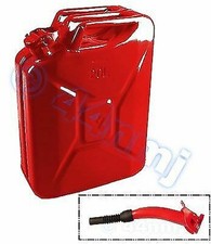 20lt Metal Jerry Can & SPOUT for Fuel Petrol Diesel RED