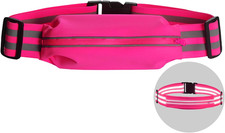 Running Belt for Women and Men, Pink Phone Holder, Reflective, Waist Pouch, Ex