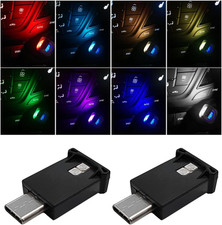 2PCS USB Type C LED Ambient Light, Mini 8 Colors RGB LED Light, Adjustable Brigh