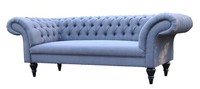 Dreisitzer Design Couch Polster Sitz Sofas Textil Sofa 3Sitzer Chesterfield Blau