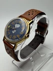 Vintage Snoopy Mechanical Wind-Up Watch Gold Tone New Leather Strap Runs Great