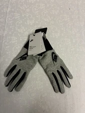 Nike Club Fleece Gloves Women's Large Embroidered Logo Heather Grey/Black