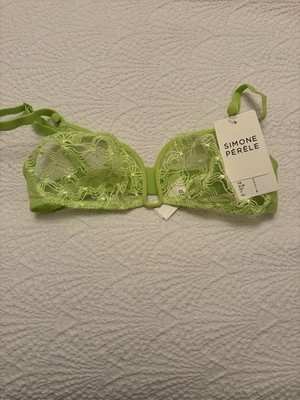 NWT Simone Perele XXS 34A Acid Green Plunge Lace Bra