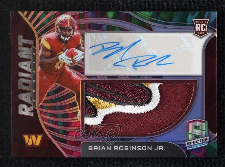 2022 Spectra Neon Marble Prizm 3/4 Brian Robinson Jr RPA Rookie Patch Auto RC