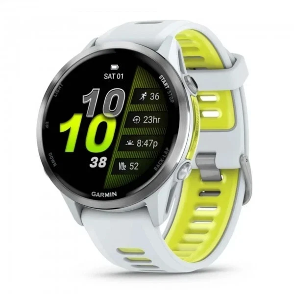 Relógio GPS Garmin Forerunner 970 DLC titânio branco com pulseira amarela 010-02969-01 - Imagem 2 de 3
