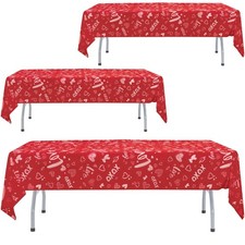 Valentines Tablecloth Plastic 3pcs Set, 54 Wide x 108 Long Valentines P...