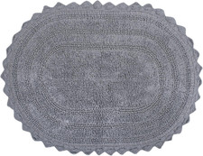 Crochet Collection Reversible Bath Mat, Small Oval, 17X24, Gray