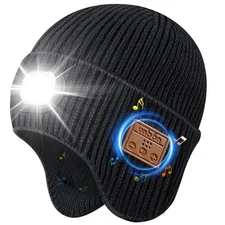 Gift for Men Bluetooth Beanie with Light LED Beanie Hat with Light and Bluetooth