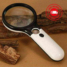 Handheld 45X Magnifier Reading Magnifying Glass Jewelry Loupe With 3 LED Light