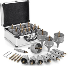 Carbide Hole Saw Kit for Metal - 16Pcs TCT 5/8"-2-1/4" Inch Heavy Duty Hole... 