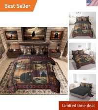 Luxury Queen Comforter Set with Retro Buffalo Plaid - 7 Piece Bedding Set