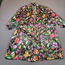 Vintage Victoria's Secret S/M Black Floral Robe Bachelorette