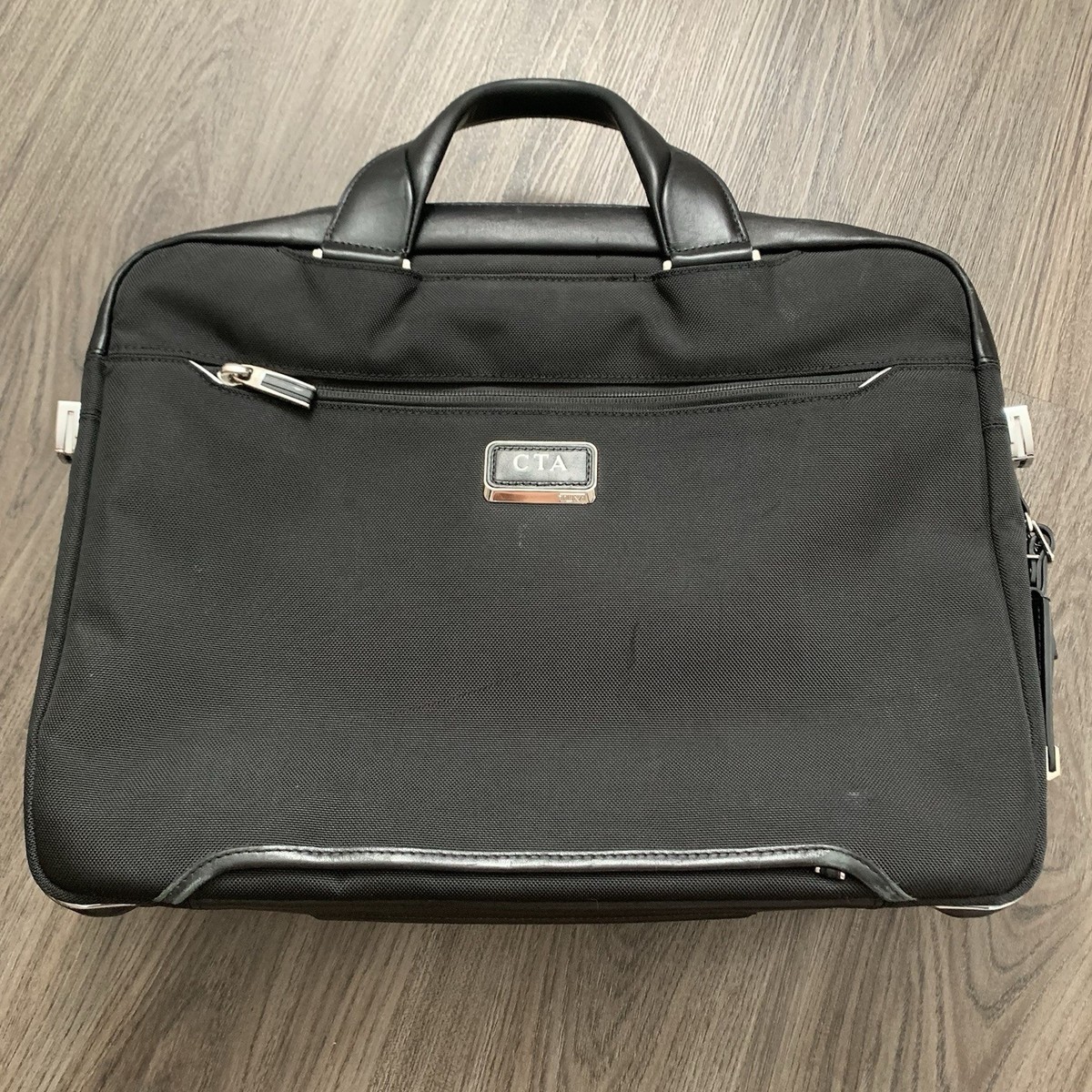 TUMI 'Arrive' Black Nylon/Leather Sawyer Briefcase
