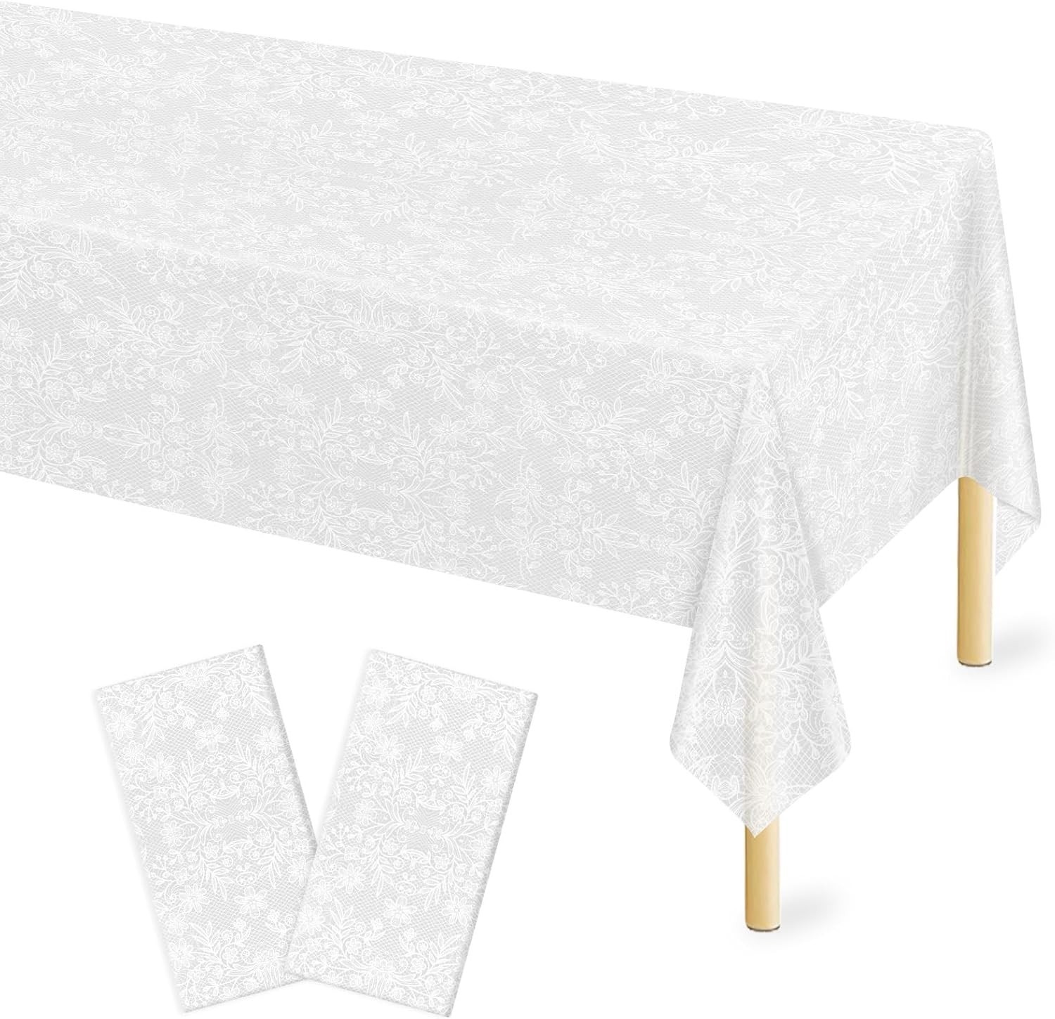 Elegant Disposable Lace Tablecloths - 2 Pack for Baby & Brid