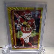 2025 Topps Chrome Footbal Isiah Pacheco Yellow Wave Refractor /275